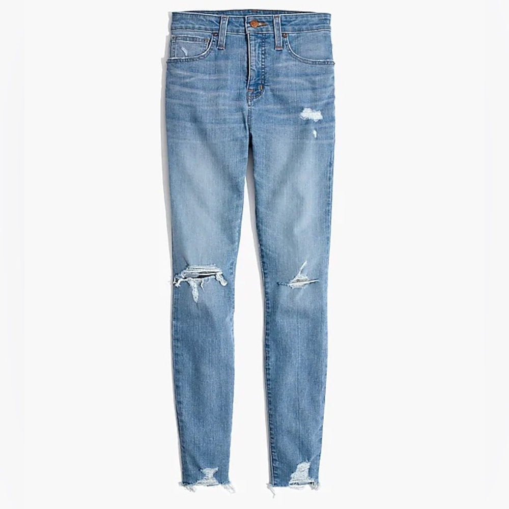 Madewell Curvy High Rise Skinny Jean Distressed Hem - Sz 25, Ontario Light Wash